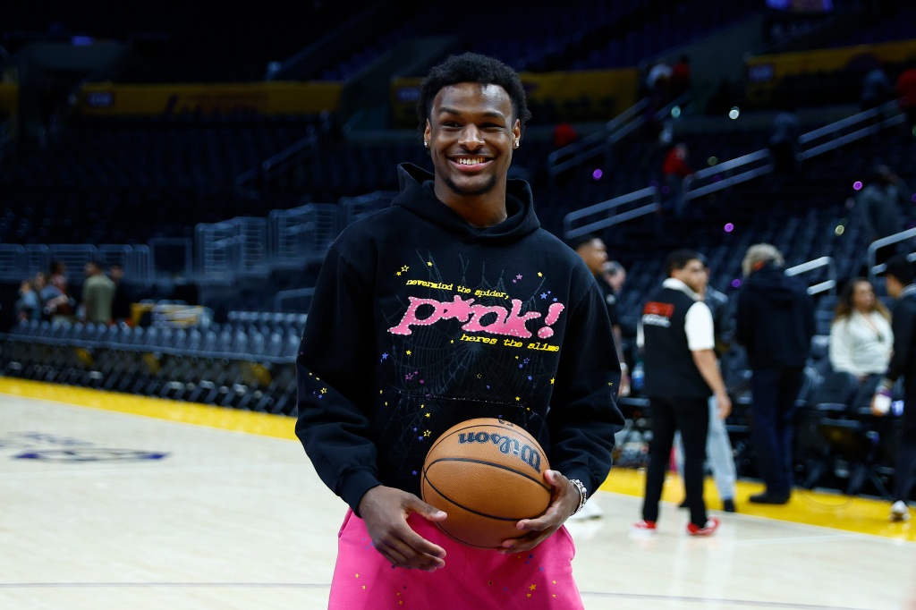 Bronny James at the Lakers-Warriors game on May 6, 2023.